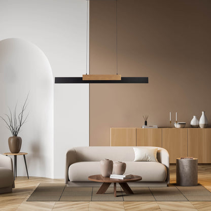 LED Pendelleuchte "WIEBKE" L: 120,5cm schwarz/braun