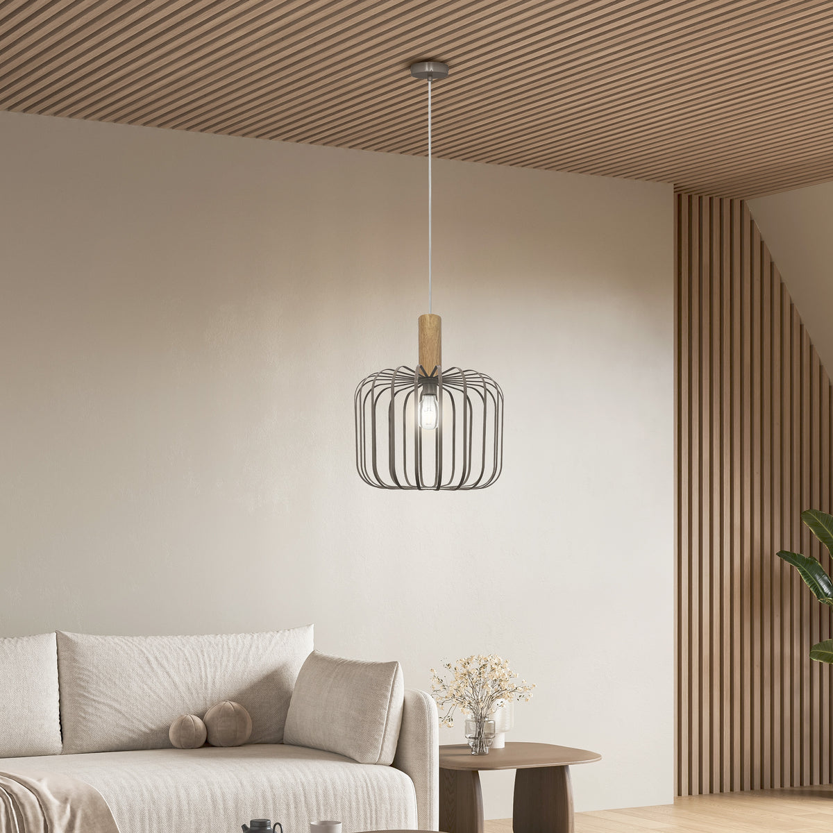 Pendelleuchte "BAMBERG" Ø: 40cm sand-grau