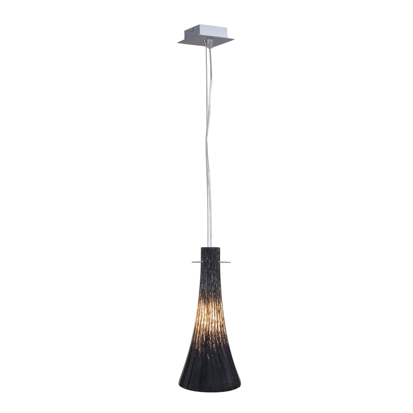 Pendelleuchten - Glas-Pendelleuchte (768302+085622), Hängelampe aus Glas in schwarz, E27-Fassung