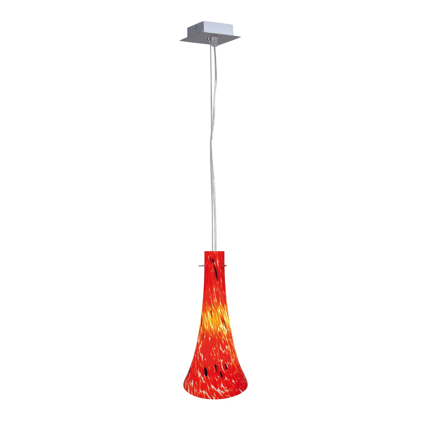Pendelleuchten - Glas-Pendelleuchte (768302+085621), Hängelampe aus Metall und Glas in bunt, E27-Fassung