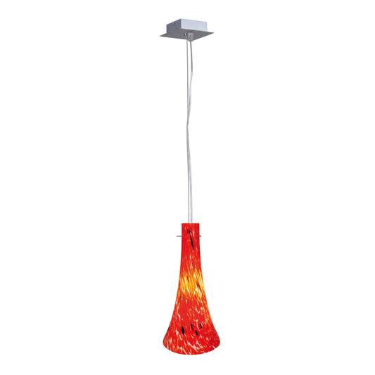 Pendelleuchten - Glas-Pendelleuchte (768302+085621), Hängelampe aus Metall und Glas in bunt, E27-Fassung