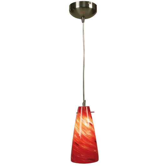 Pendelleuchten - 1-flg. Pendelleuchte, Hängelampe aus Metall und Glas in rot, G9-Fassung