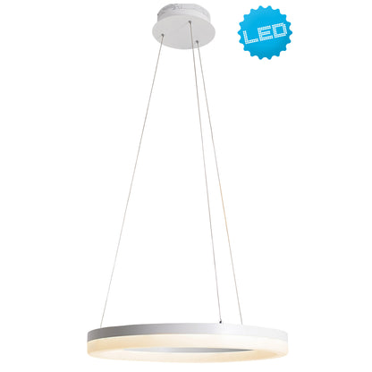 Pendelleuchten - LED-Pendelleuchte "SATURN", Hängelampe im Modern Style, aus Kunststoff in weiß, 100 cm hoch, Ø 60 cm, inkl. LED  dimmbar