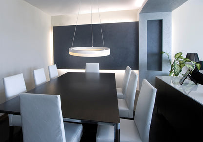 Pendelleuchten - LED-Pendelleuchte "SATURN", Hängelampe im Modern Style, aus Kunststoff in weiß, 100 cm hoch, Ø 60 cm, inkl. LED  dimmbar