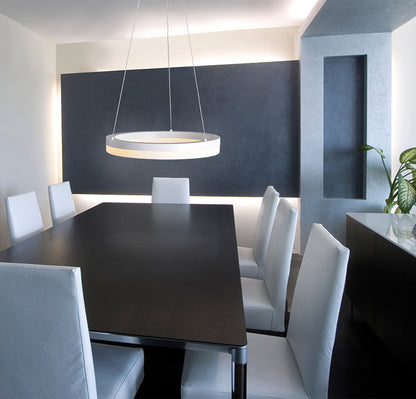 Pendelleuchten - LED-Pendelleuchte "SATURN", Hängelampe im Modern Style, aus Kunststoff in weiß, 100 cm hoch, Ø 60 cm, inkl. LED  dimmbar