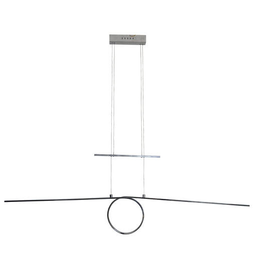 Pendelleuchte - LED Gegenzug-Pendelleuchte "LOOP LINE", Hängelampe im Modern Style, ausMetall in chrome, 120 cm hoch, Maße 130 x 6 cm, Inkl. LED