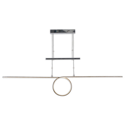 Pendelleuchte - LED Gegenzug-Pendelleuchte "LOOP LINE", Hängelampe im Modern Style, ausMetall in chrome, 120 cm hoch, Maße 130 x 6 cm, Inkl. LED