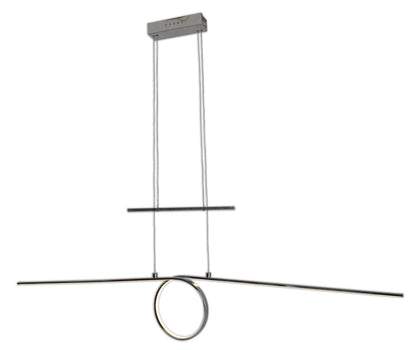 Pendelleuchte - LED Gegenzug-Pendelleuchte "LOOP LINE", Hängelampe im Modern Style, ausMetall in chrome, 120 cm hoch, Maße 130 x 6 cm, Inkl. LED