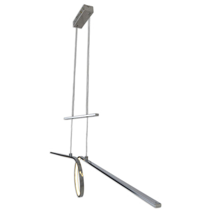 Pendelleuchte - LED Gegenzug-Pendelleuchte "LOOP LINE", Hängelampe im Modern Style, ausMetall in chrome, 120 cm hoch, Maße 130 x 6 cm, Inkl. LED