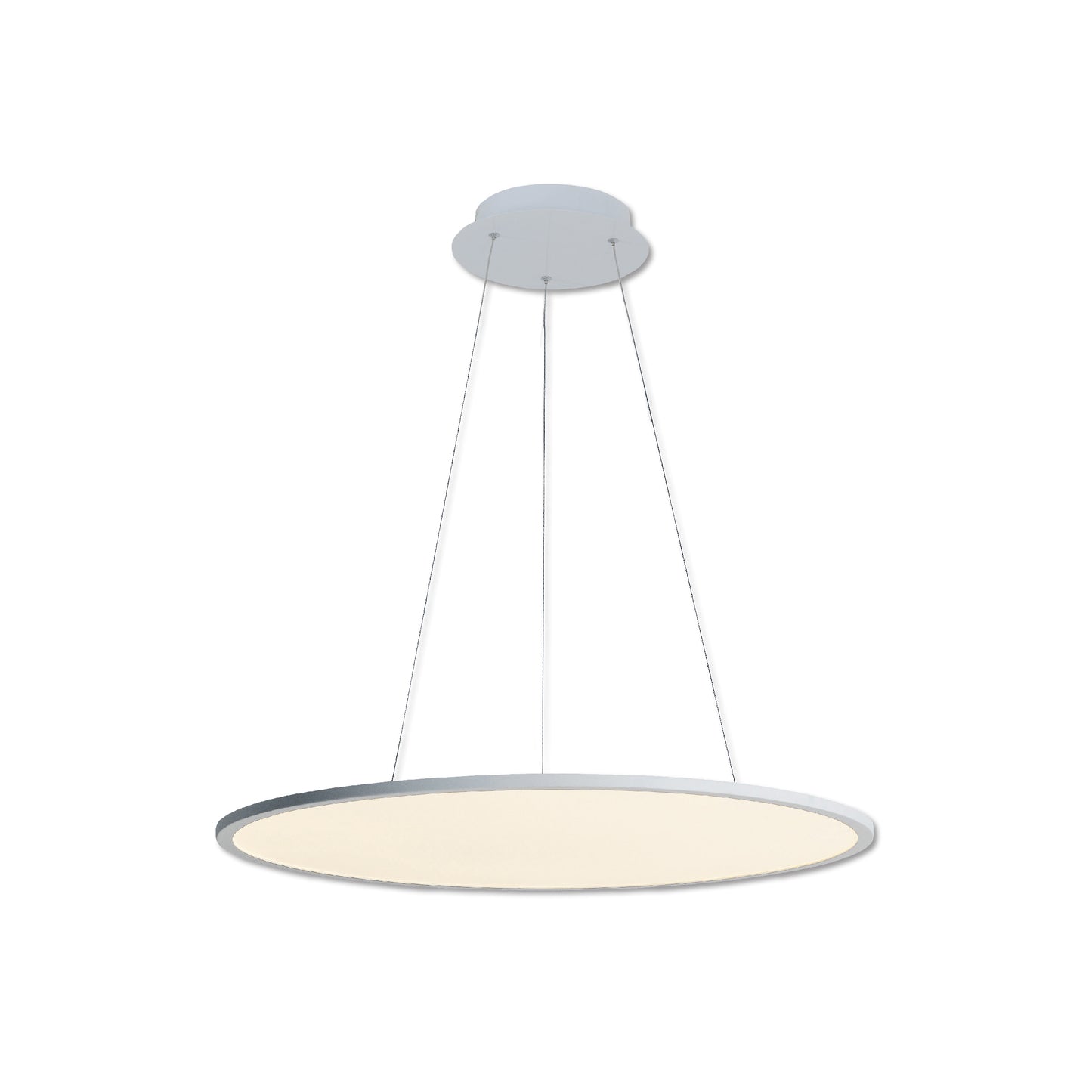 Pendelleuchten - LED Pendelleuchte "Diskus", Hängelampe im Modern Style, aus Metall und Glas in warmweiß, 150 cm hoch, Ø 88,8 cm, inkl. LED  dimmbar