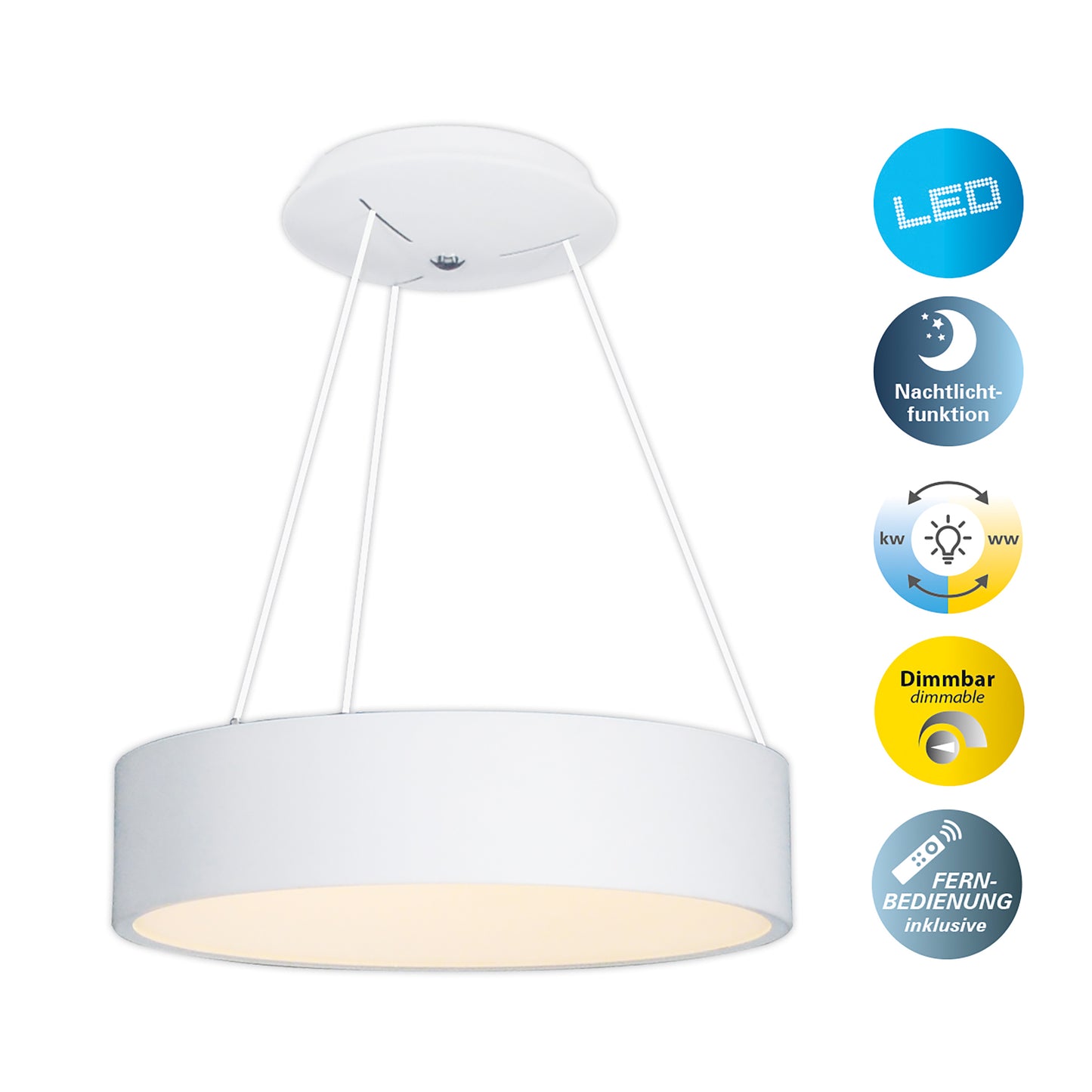LED Pendelleuchte "CARLA" Ø:45cm weiß
