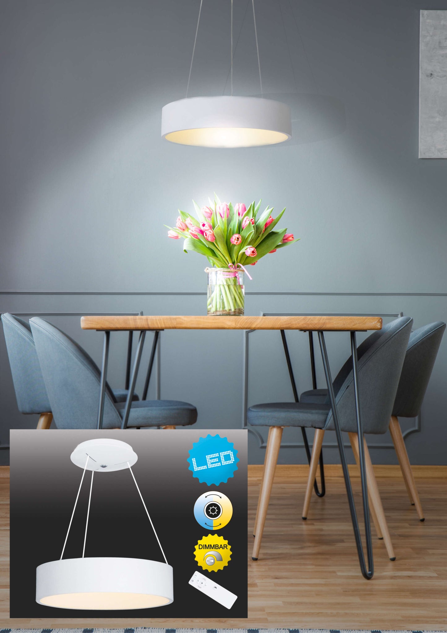 LED Pendelleuchte "CARLA" Ø:45cm weiß