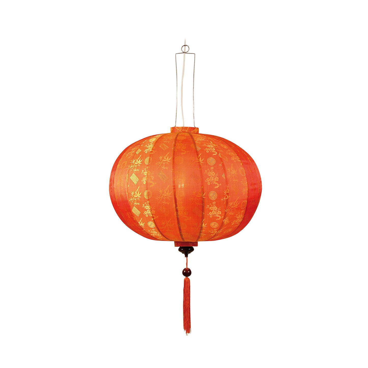 Pendelleuchten - Stoffpendelleuchte, Hängelampe aus Metall und Textilmaterial in orange, 55 cm hoch, Ø 60 cm, E27-Fassung