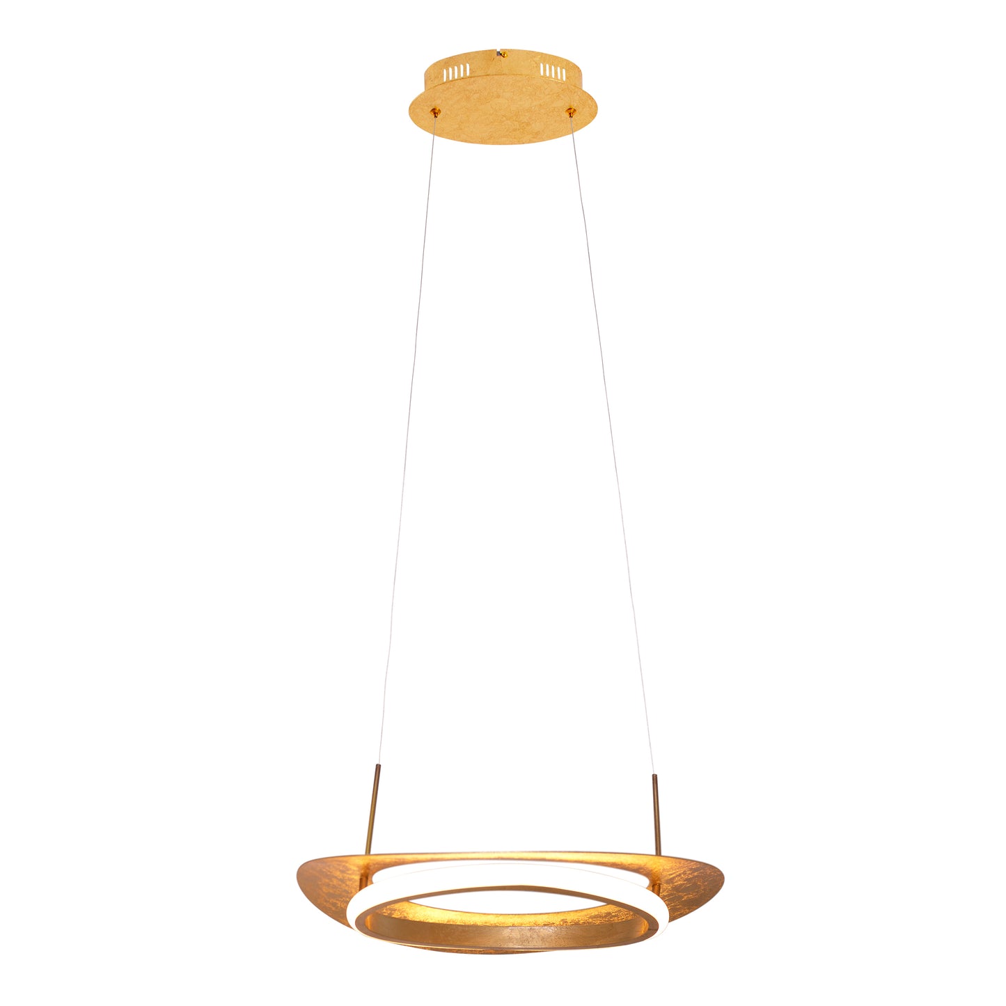 Pendelleuchte - LED Pendelleuchte "PISA", Hängelampe im Retro Style, ausMetall und Kunststoff in gold, 120 cm hoch, Maße 40 x 26 cm, Inkl. LED  dimmbar