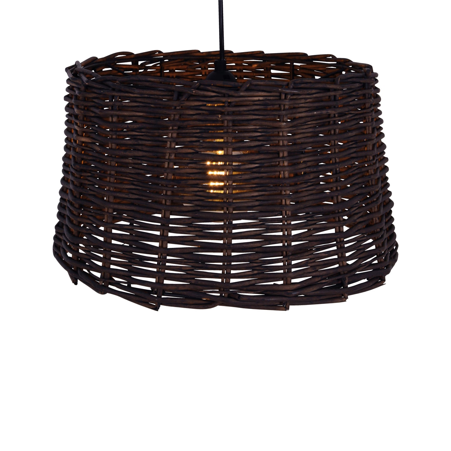 Pendelleuchten - Korb-Pendelleuchte d: 38cm "BASKET", Hängelampe im Natural Style, aus Korb in braun, 22 cm hoch, Ø 38 cm, E27-Fassung