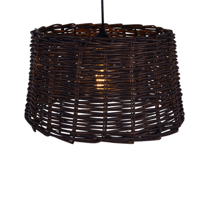 Pendelleuchten - Korb-Pendelleuchte d: 38cm "BASKET", Hängelampe im Natural Style, aus Korb in braun, 22 cm hoch, Ø 38 cm, E27-Fassung