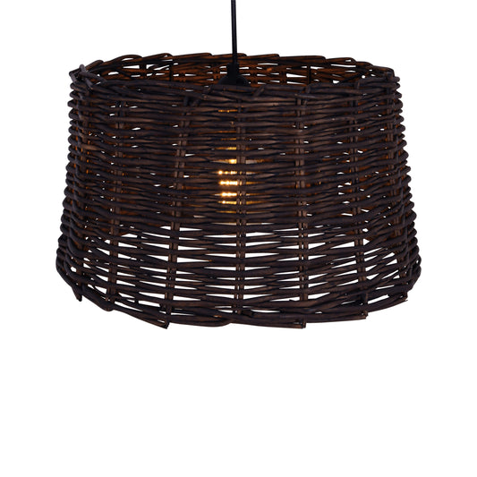 Pendelleuchten - Korb-Pendelleuchte d: 38cm "BASKET", Hängelampe im Natural Style, aus Korb in braun, 22 cm hoch, Ø 38 cm, E27-Fassung