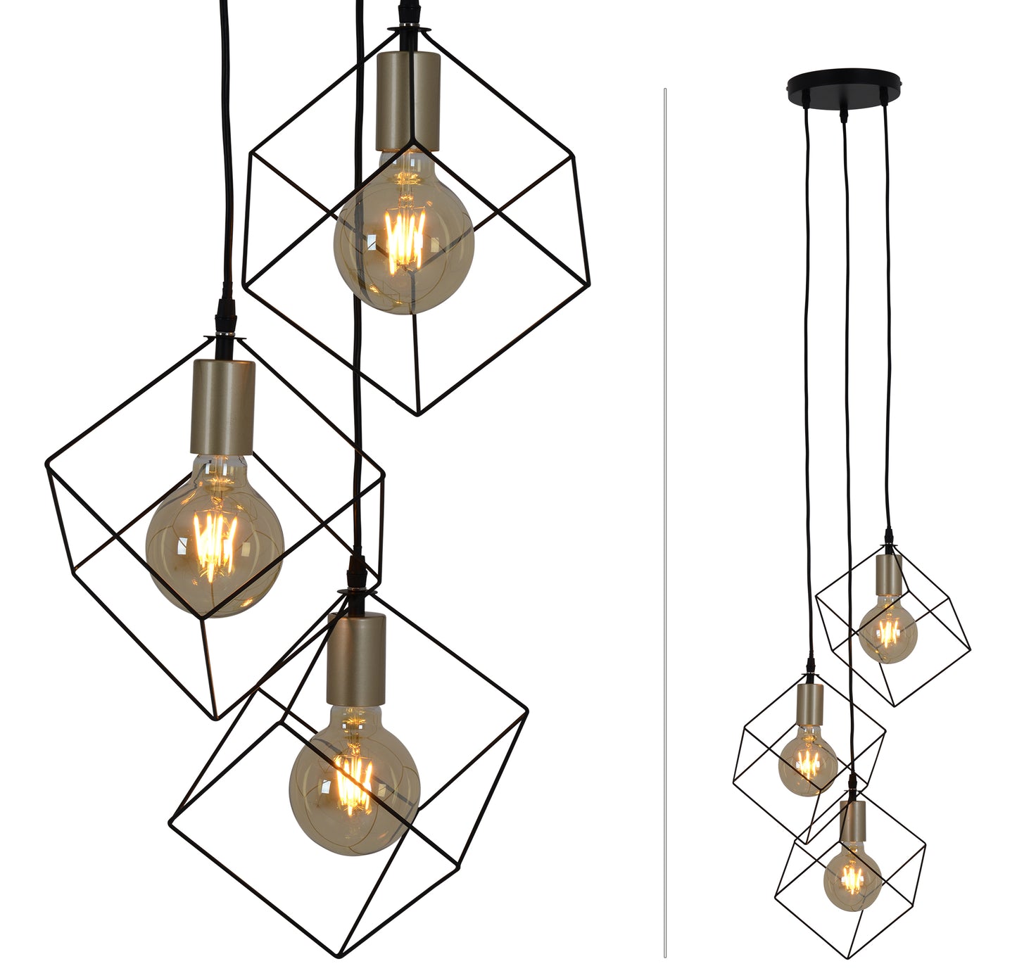 3 flg. Pendelleuchte "CANTO" L/B: 39cm