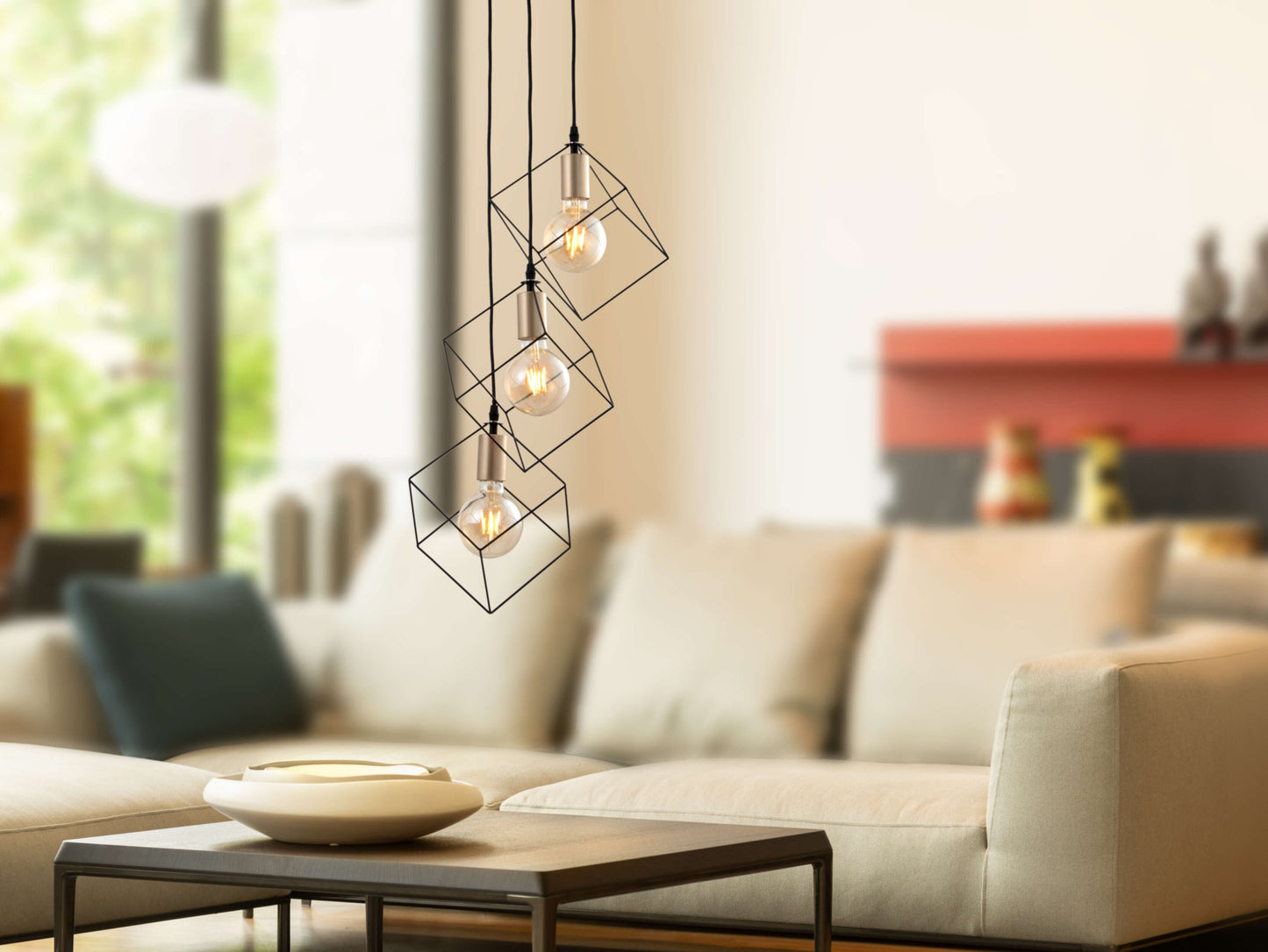 3 flg. Pendelleuchte "CANTO" L/B: 39cm