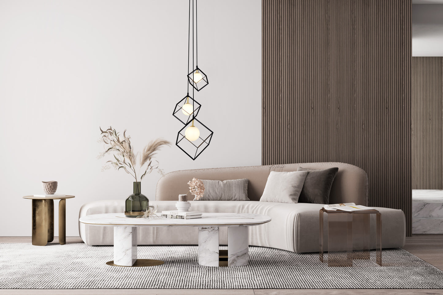 3flg. Pendelleuchte "CADRE" H: 147cm