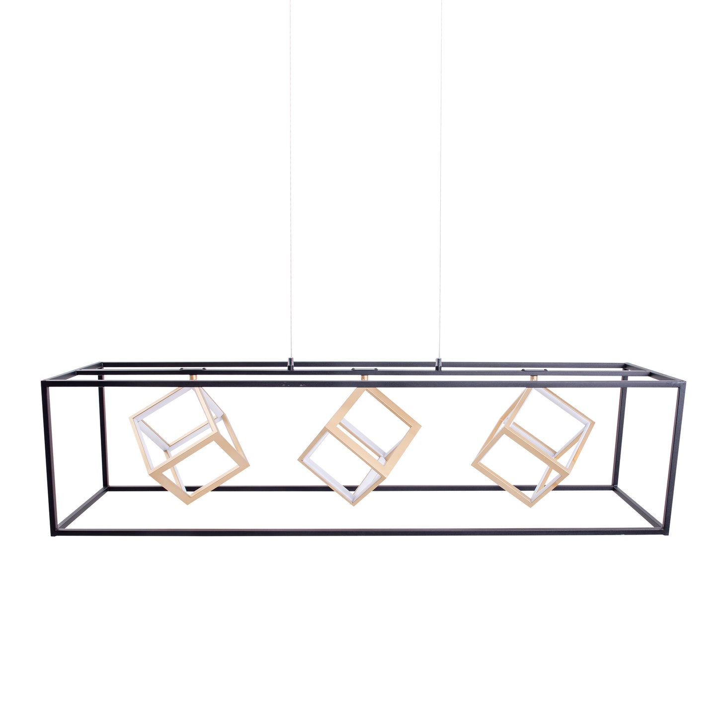 Pendelleuchte - LED-Pendelleuchte l: 100cm "TRIPOLIS", Hängelampe im Industrial Style, ausMetall und Kunststoff in schwarz, 150 cm hoch, Maße 100 x 20 cm, Inkl. LED  dimmbar