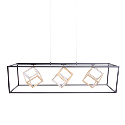 Pendelleuchte - LED-Pendelleuchte l: 100cm "TRIPOLIS", Hängelampe im Industrial Style, ausMetall und Kunststoff in schwarz, 150 cm hoch, Maße 100 x 20 cm, Inkl. LED  dimmbar