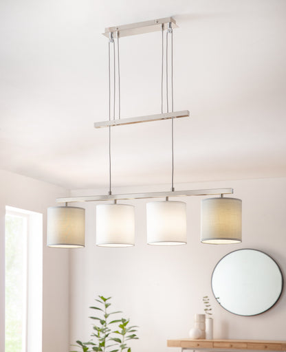 4er Pendelleuchte "TILDE" L: 86cm grau/weiß