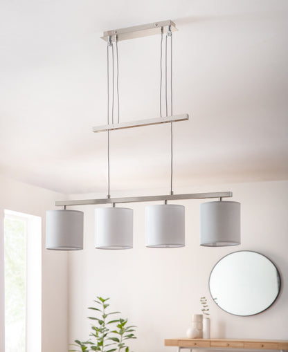 4er Pendelleuchte "TILDE" L: 86cm grau/weiß