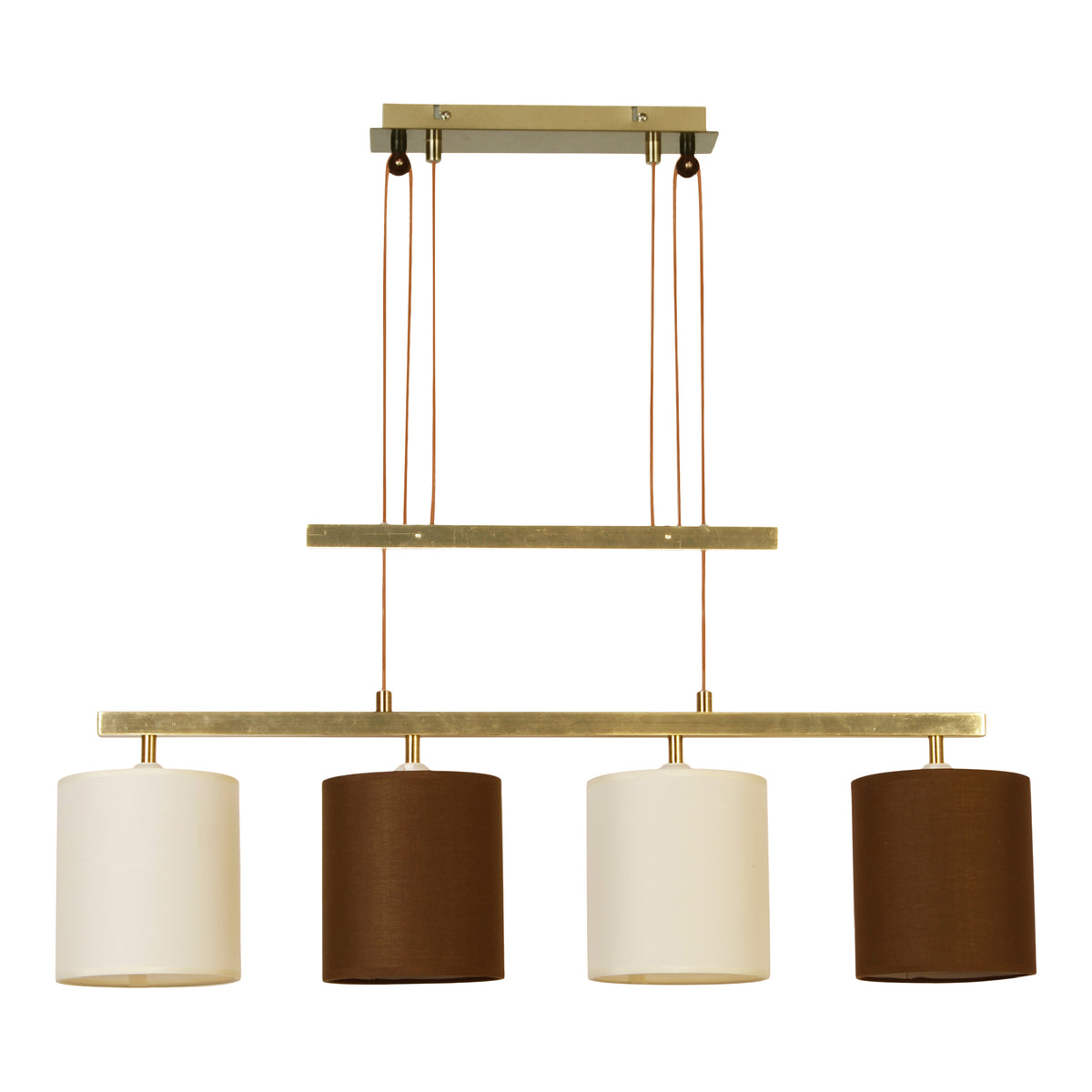 4er Pendelleuchte "TILDE" L: 86cm braun/beige