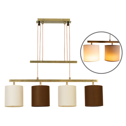 4er Pendelleuchte "TILDE" L: 86cm braun/beige
