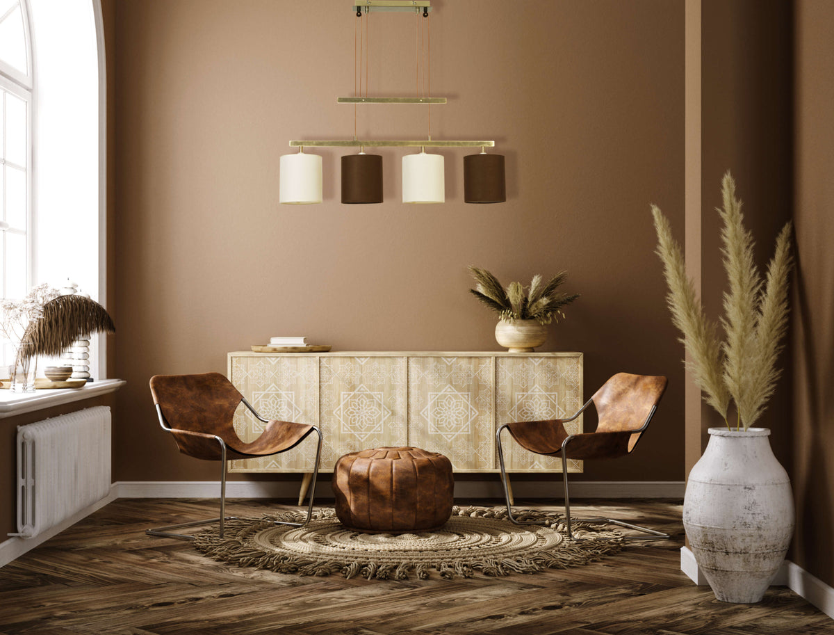 4er Pendelleuchte "TILDE" L: 86cm braun/beige