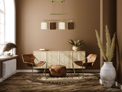4er Pendelleuchte "TILDE" L: 86cm braun/beige