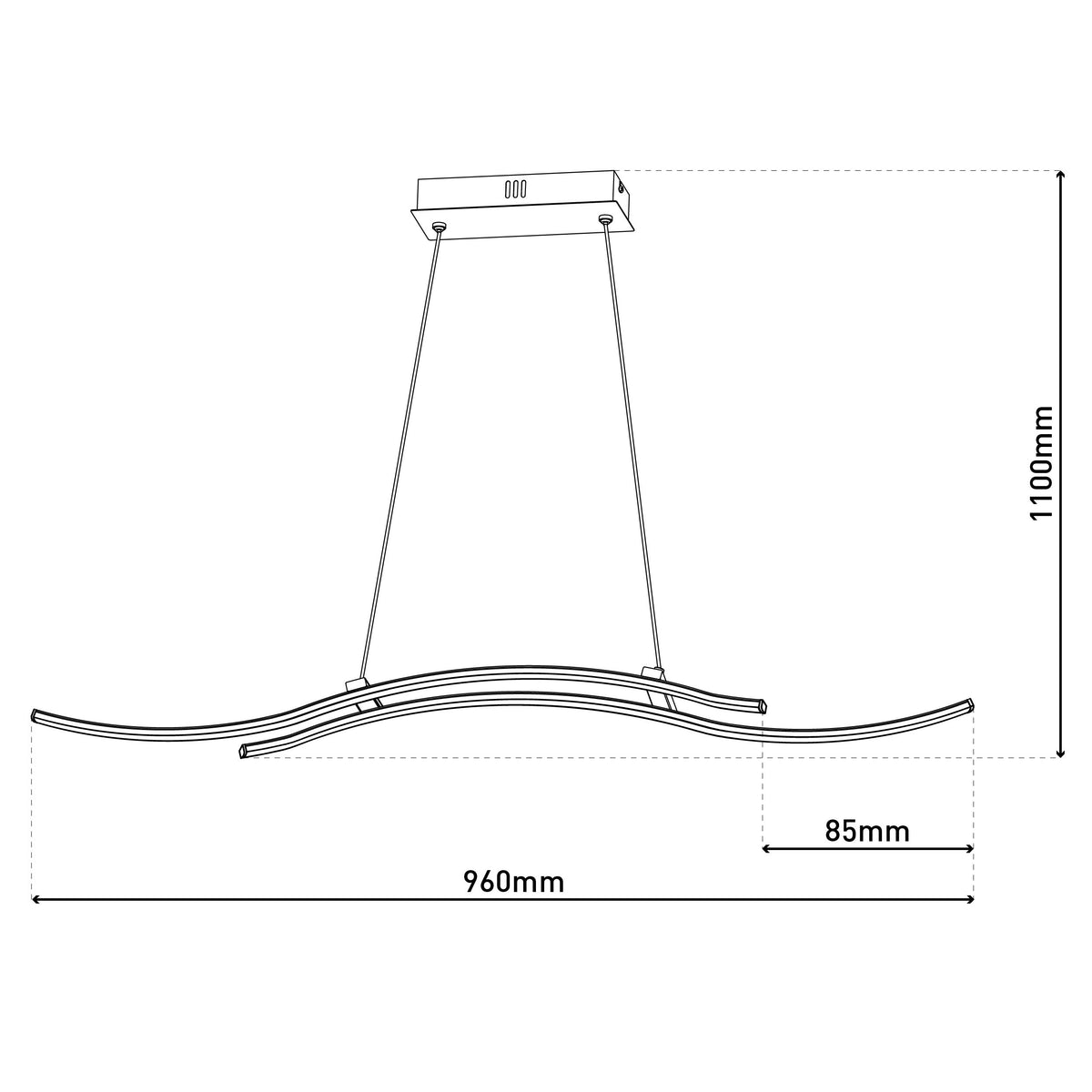 LED Pendelleuchte "ONDA" L: 96cm
