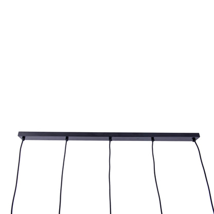 5er Pendelleuchte "FORO" L: 96cm schwarz/golden