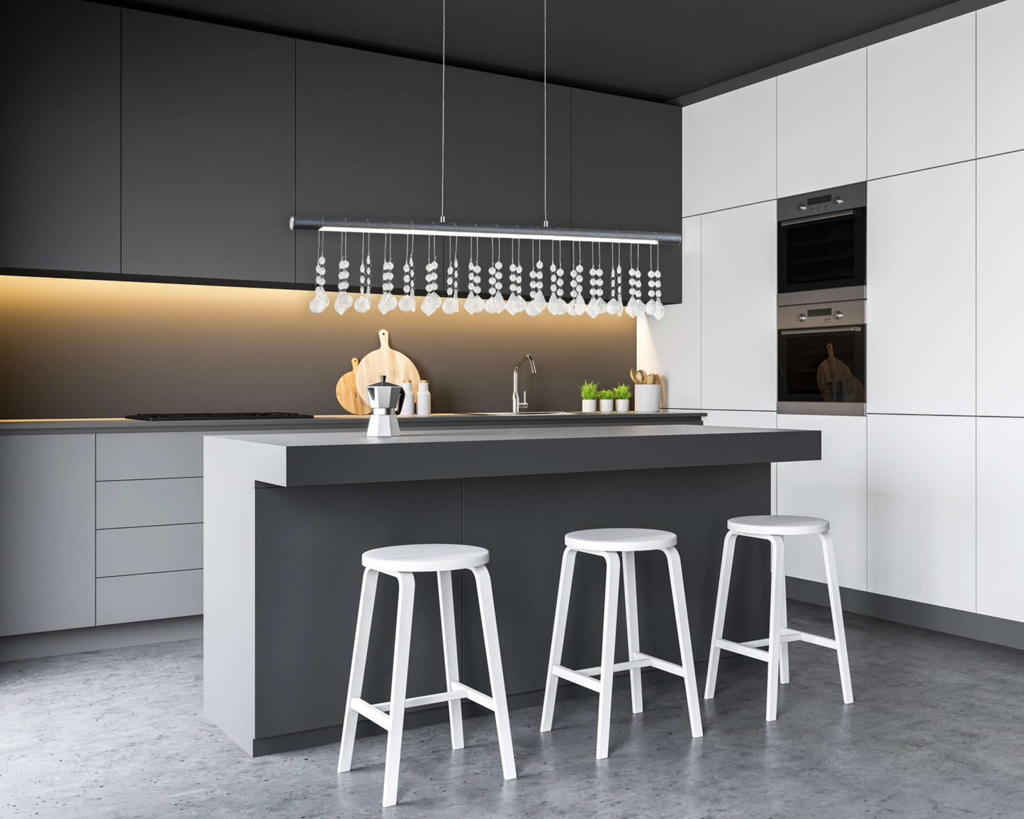 LED Pendelleuchte "NOBILIS" L: 100cm grau
