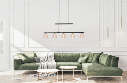 LED Glas-/Pendelleuchte "BRASS" L: 90cm schwarz