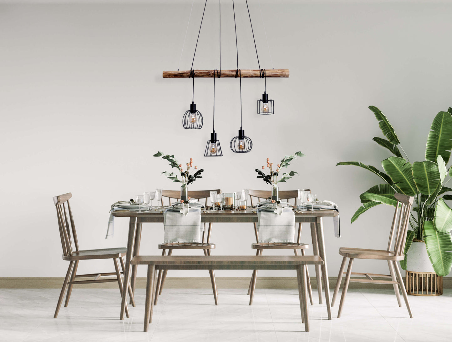LED Glas-/Pendelleuchte "BRASS" L: 90cm schwarz