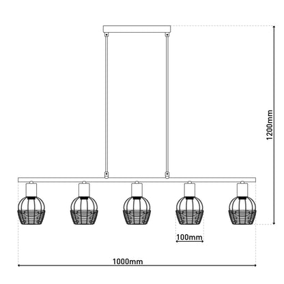 5er Pendelleuchte "CORBIS" L: 100 cm