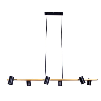 6er Pendelleuchte "FRIDA" L: 115cm schwarz/gold