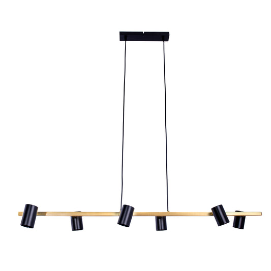 6er Pendelleuchte "FRIDA" L: 115cm schwarz/gold