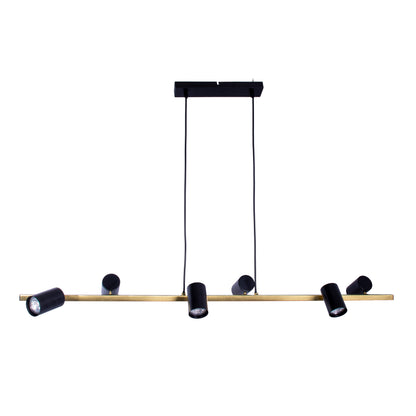 6er Pendelleuchte "FRIDA" L: 115cm schwarz/gold