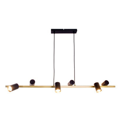 6er Pendelleuchte "FRIDA" L: 115cm schwarz/gold