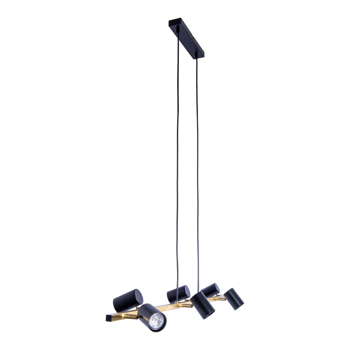 6er Pendelleuchte "FRIDA" L: 115cm schwarz/gold
