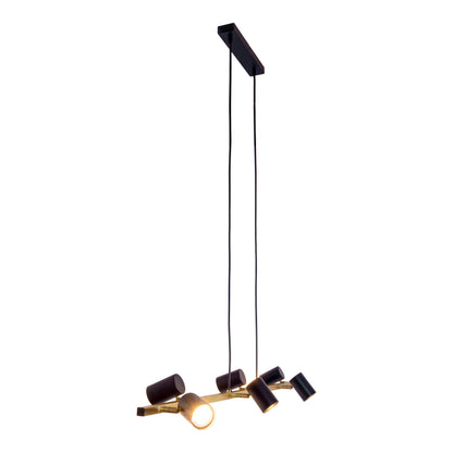 6er Pendelleuchte "FRIDA" L: 115cm schwarz/gold