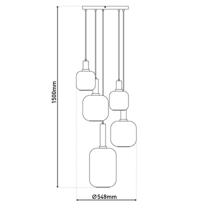 5er Pendelleuchte "FUMO" Ø: 54,8cm