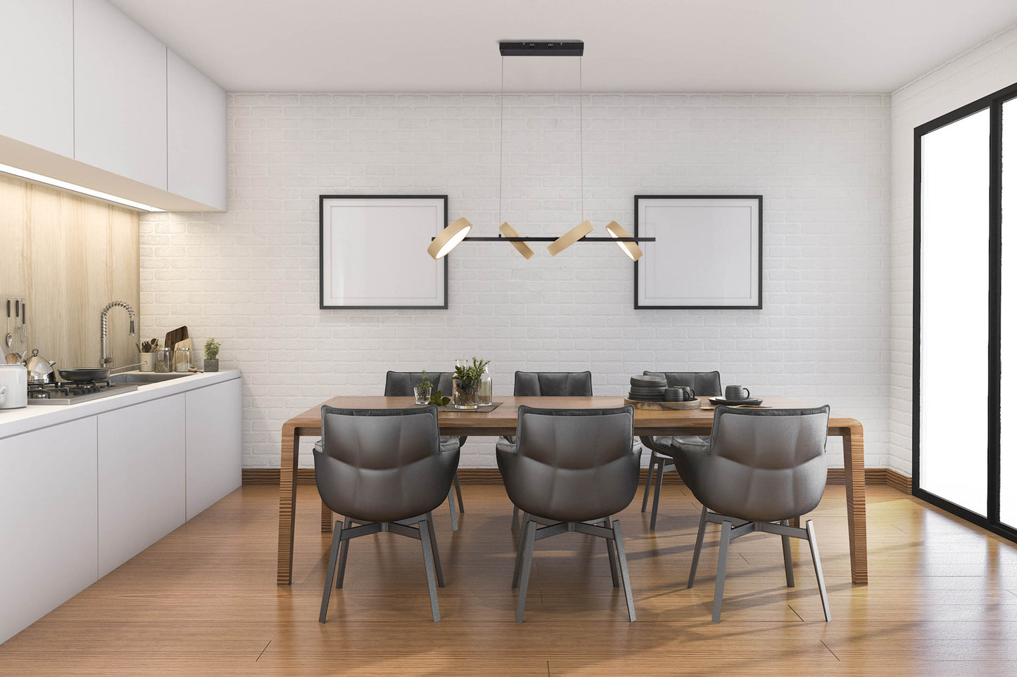 LED / CCT Pendelleuchte "TESSA" L: 110cm almond