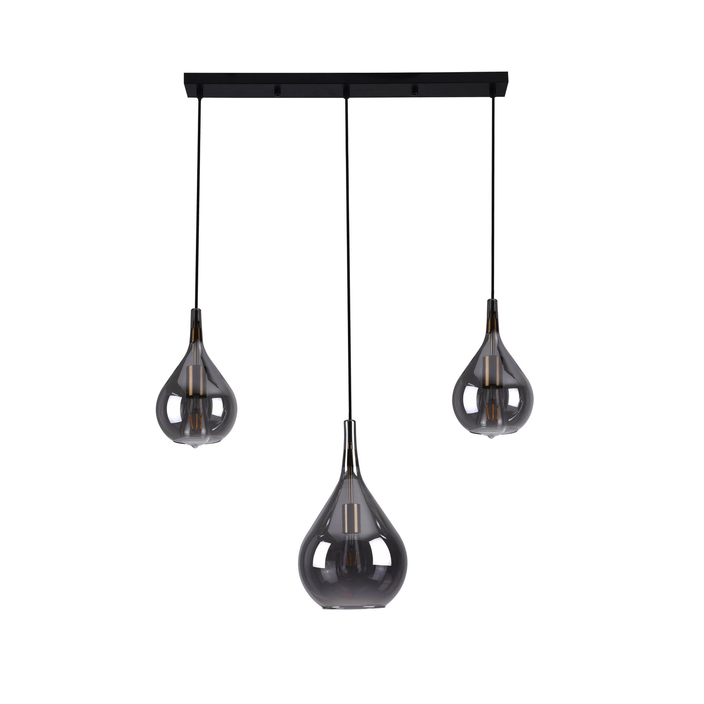 3er Pendelleuchte "GOTA" L: 88cm smoky