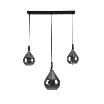 3er Pendelleuchte "GOTA" L: 88cm smoky