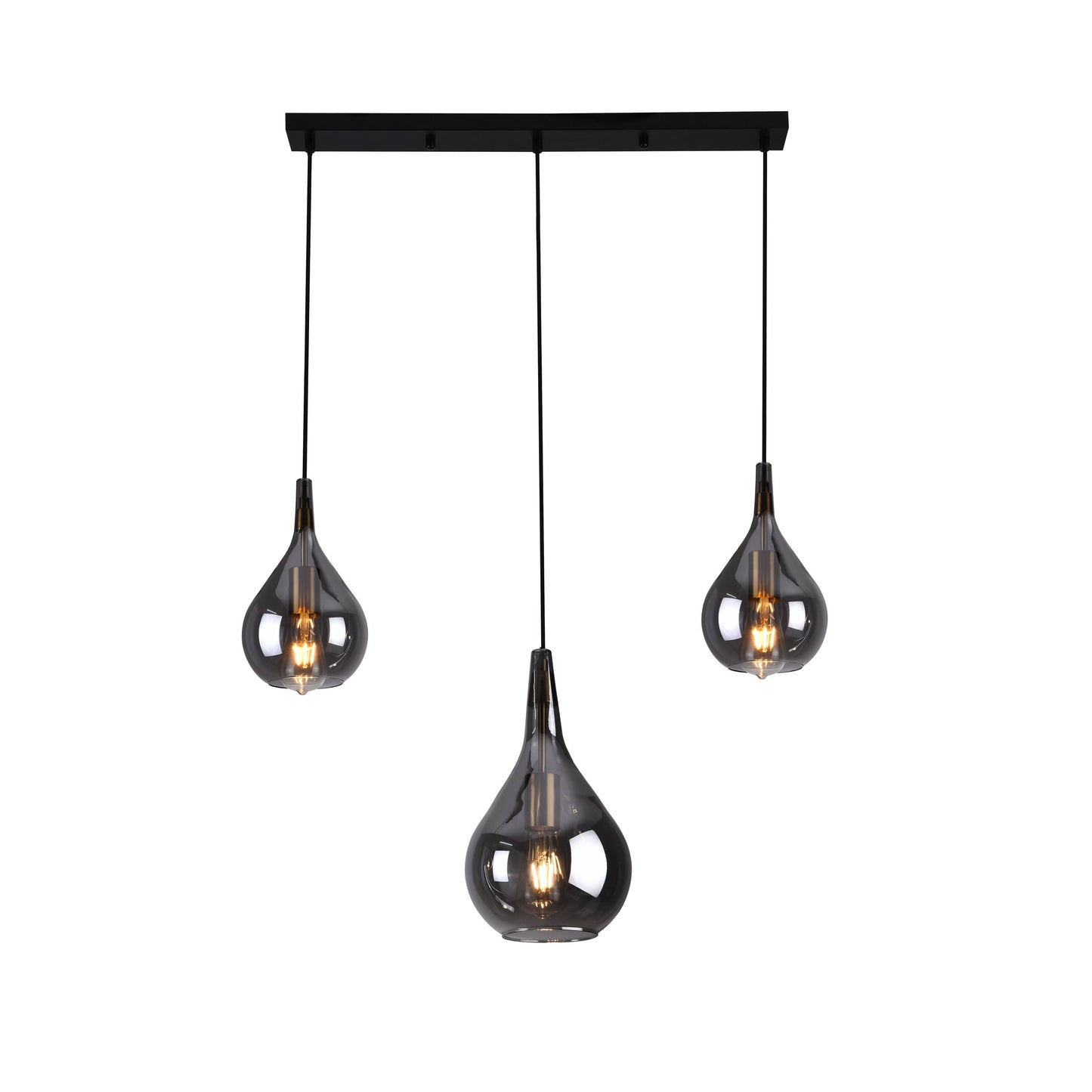 3er Pendelleuchte "GOTA" L: 88cm smoky