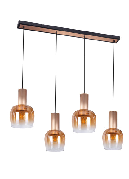 4er Pendelleuchte "FUNDA" L: 111cm amber